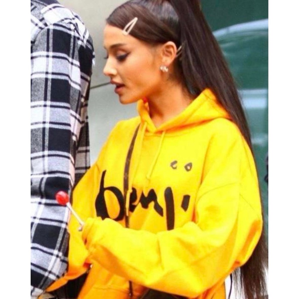 Cloney Duke George Benji Hoodie in Yellow as seen on Ariana Grande Unisex L